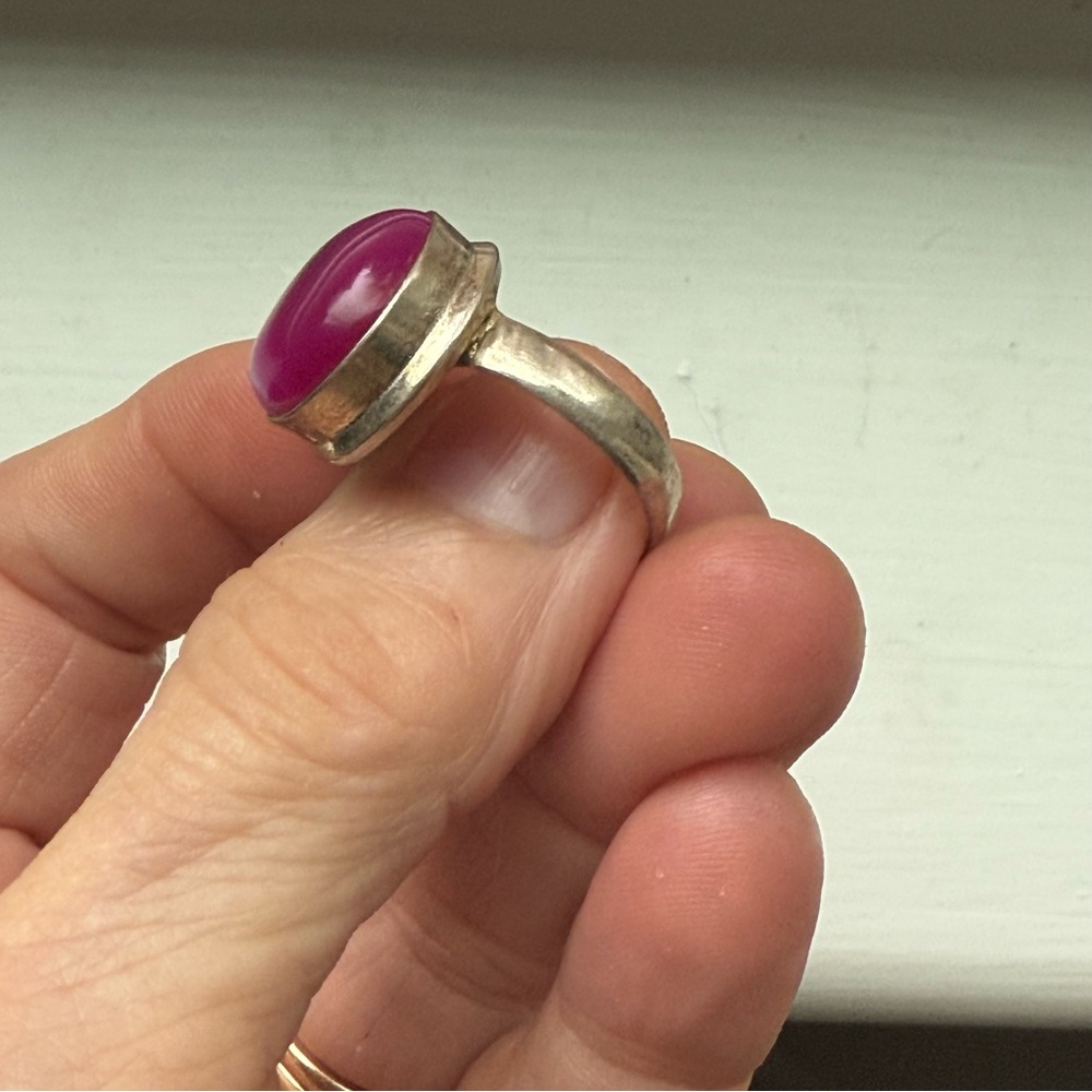 Dyed agate silver ring - Picture 3 of 8